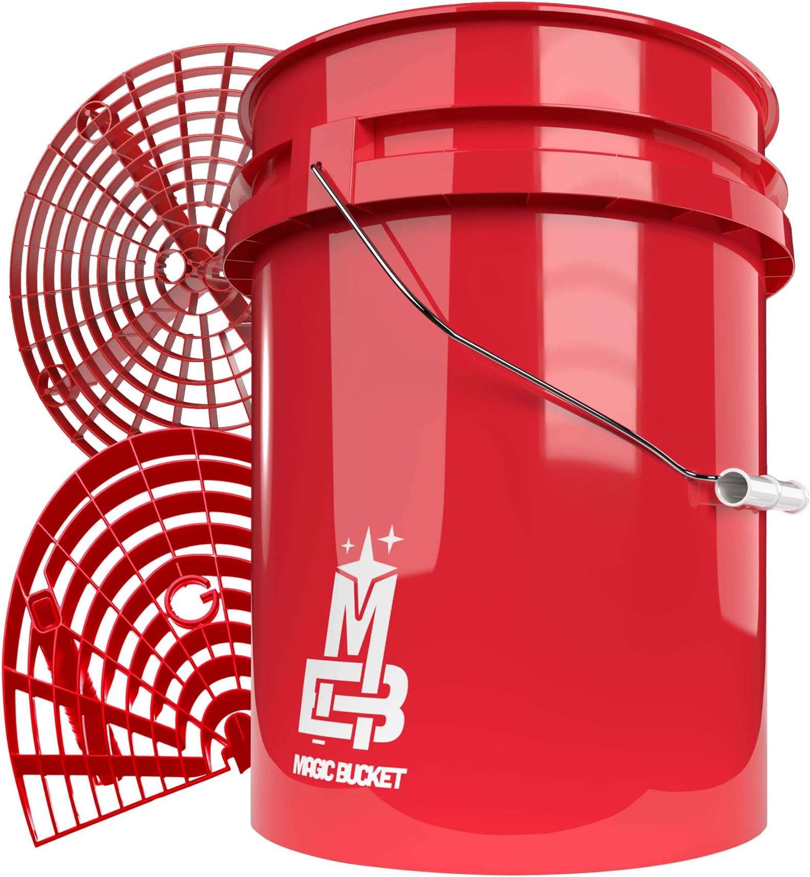 Detailmate Red Bucket Set - 5 Gal (19 L) /Grit Guard/Dirt Insert/Washboard /