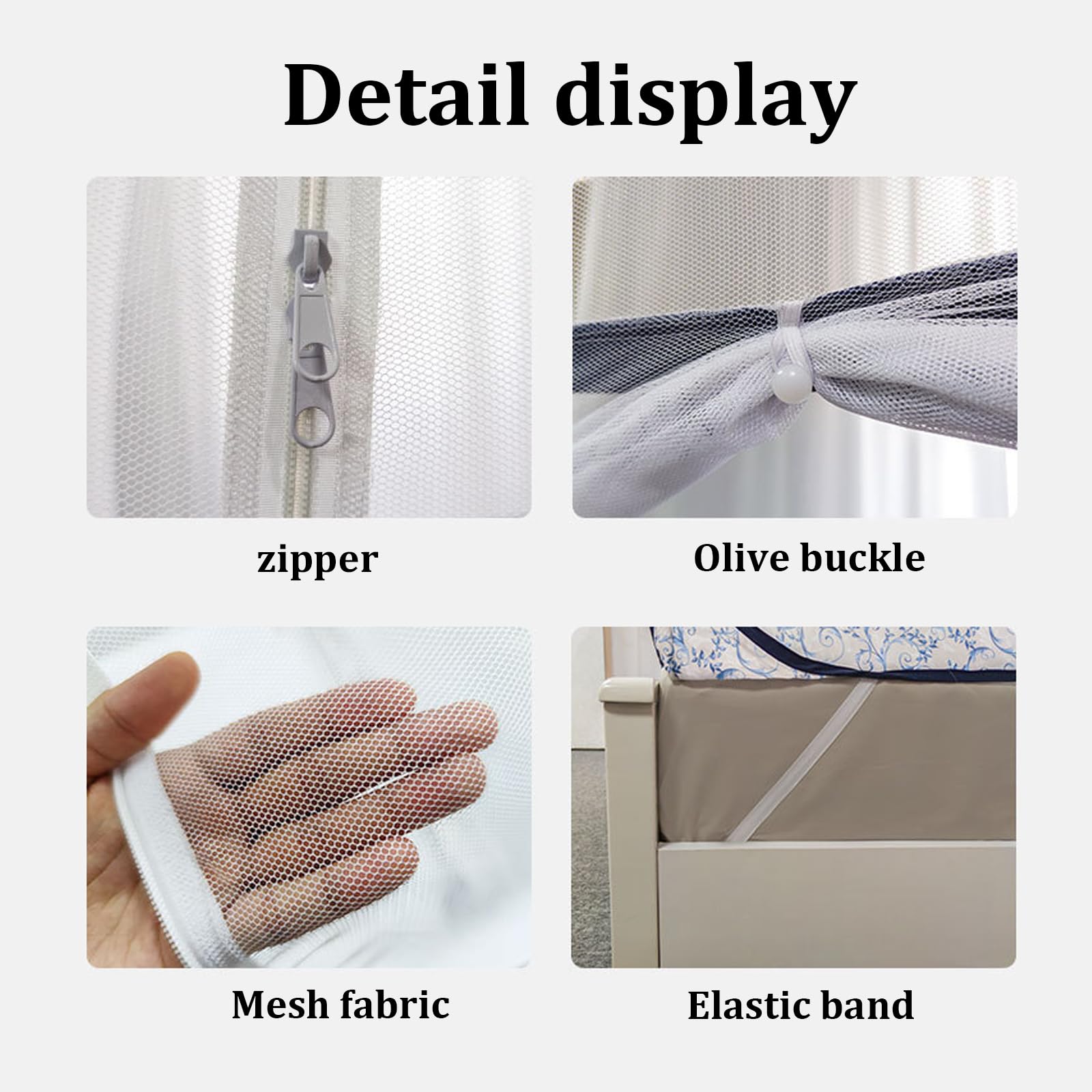 Mosquitera para cama, protección de 360°, diseño de doble puerta, estilo de cremallera transpirable, decoración del hogar, dormitorio, cortinas de cama desplegable para defensa contra insectos