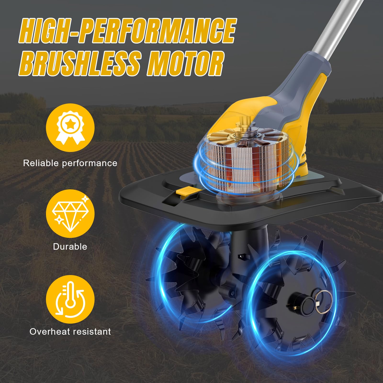 550 W Motocicletta elettrica senza fili, batteria 2 x 4,0 Ah | 4 lame in acciaio, larghezza 25 cm e profondità 20 cm, manico regolabile 125-140 cm, ideale per allenarsi