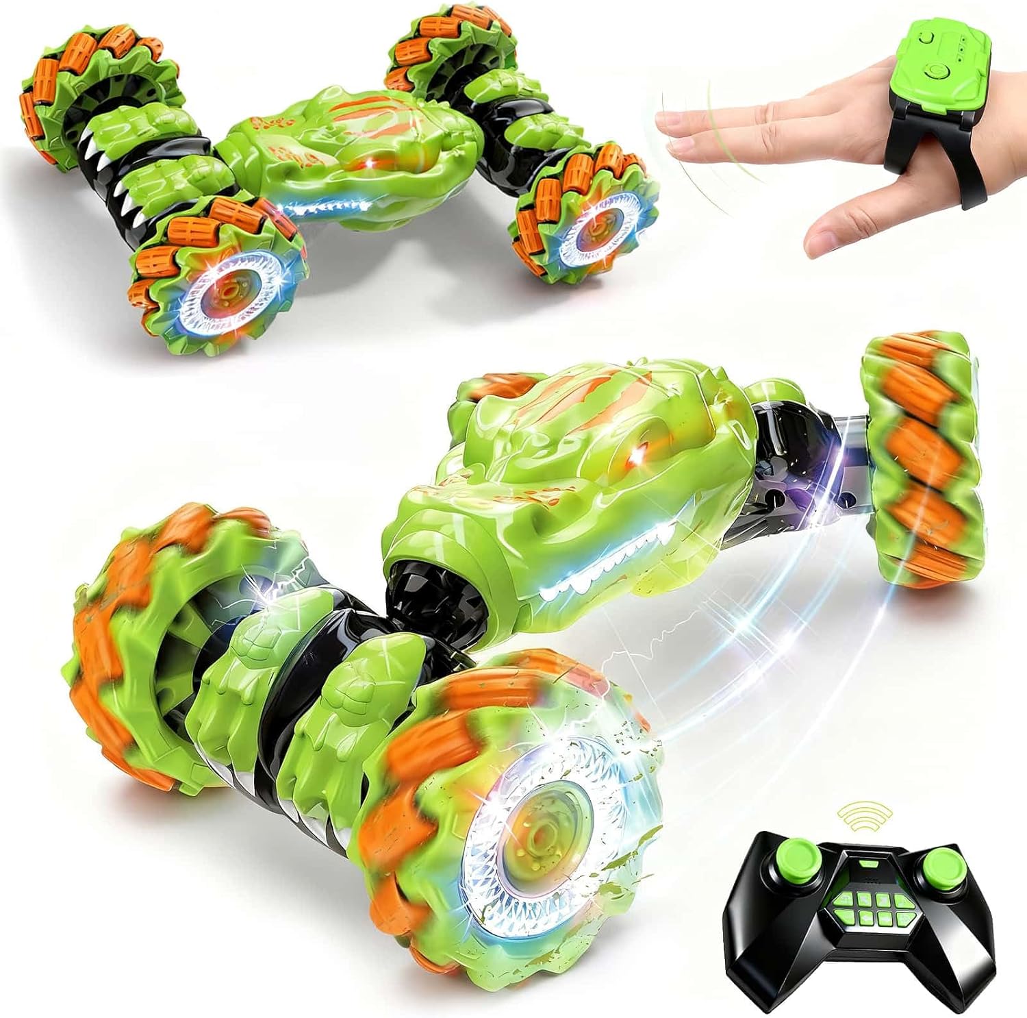 Gesture Sensing RC Stunt Car - Birthday for Boys, 6 7 8-12 13 14+ Year Old, 360 Rotating 4WD Twist Toys, Hand Controlled & Remote Control, with Light & Music