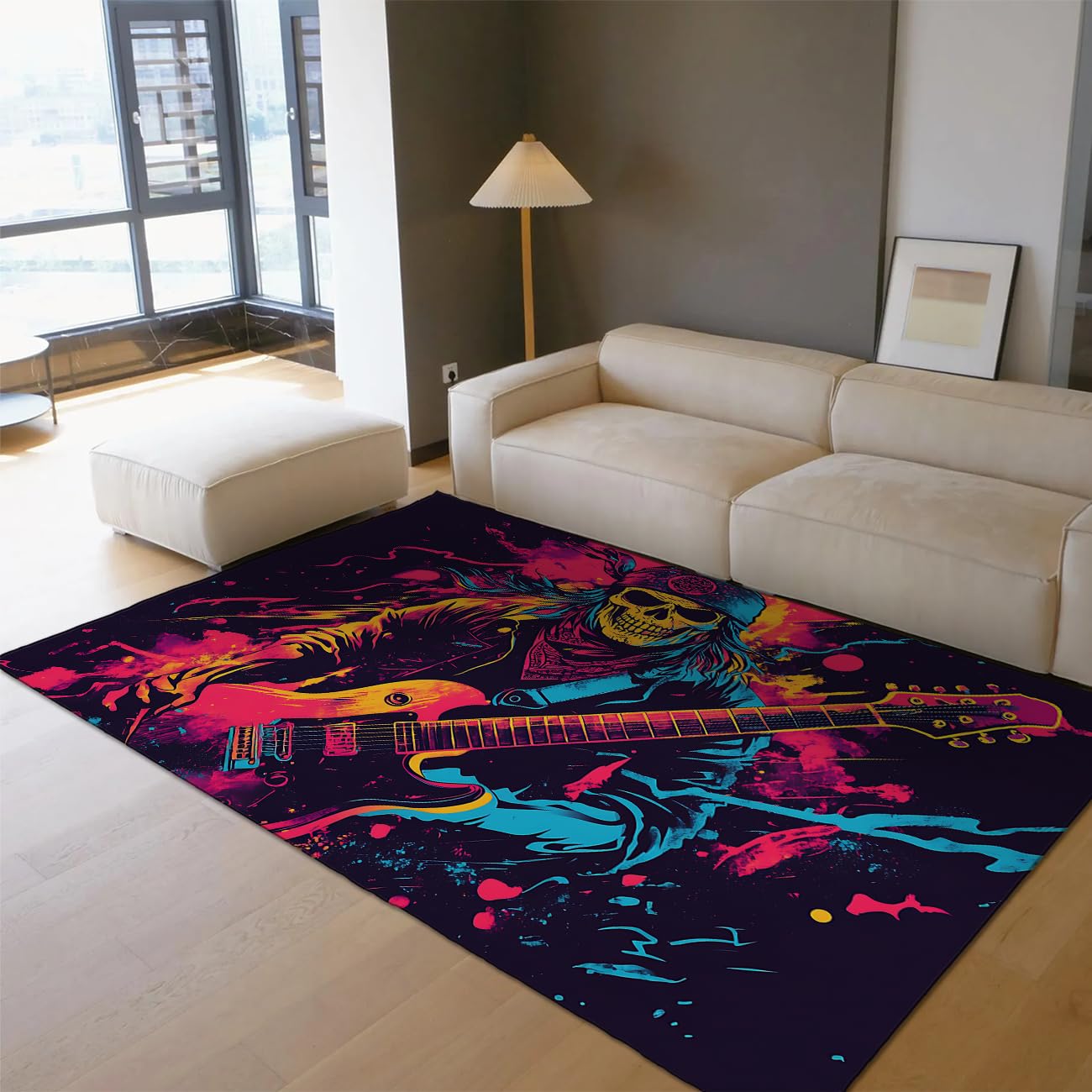 Tapis de salon graffiti 60x90cm lavable et antidérapant coloré pour chambre