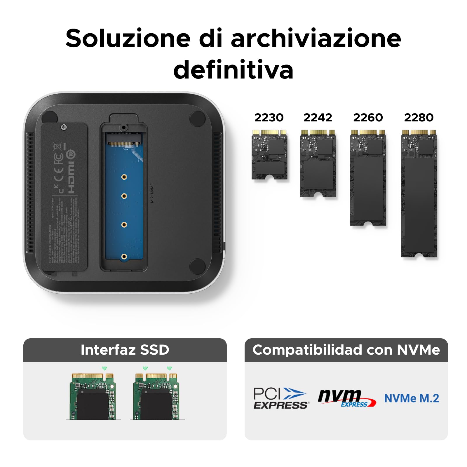 UGREEN USB4.0 40Gbps Docking Station Compatible con Mac Mini M4 y M4 Pro | con Carcasa M.2 NVME SSD 40Gbps, HDMI 8K 30Hz, 5*USB 4A1C 10Gbps Rápida , Lector de tarjetas SD TF 312MB/s, Audio de 3,5mm