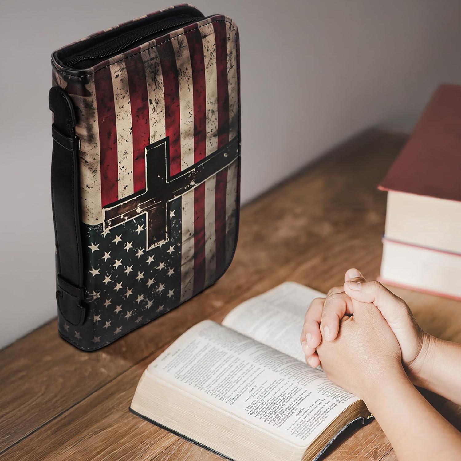 bible cover, bible carrying book case for men,protective bible organizer holder bag with handle and zippered pocket, christian gift for girls boy (american flag, xxl) american flag xxl