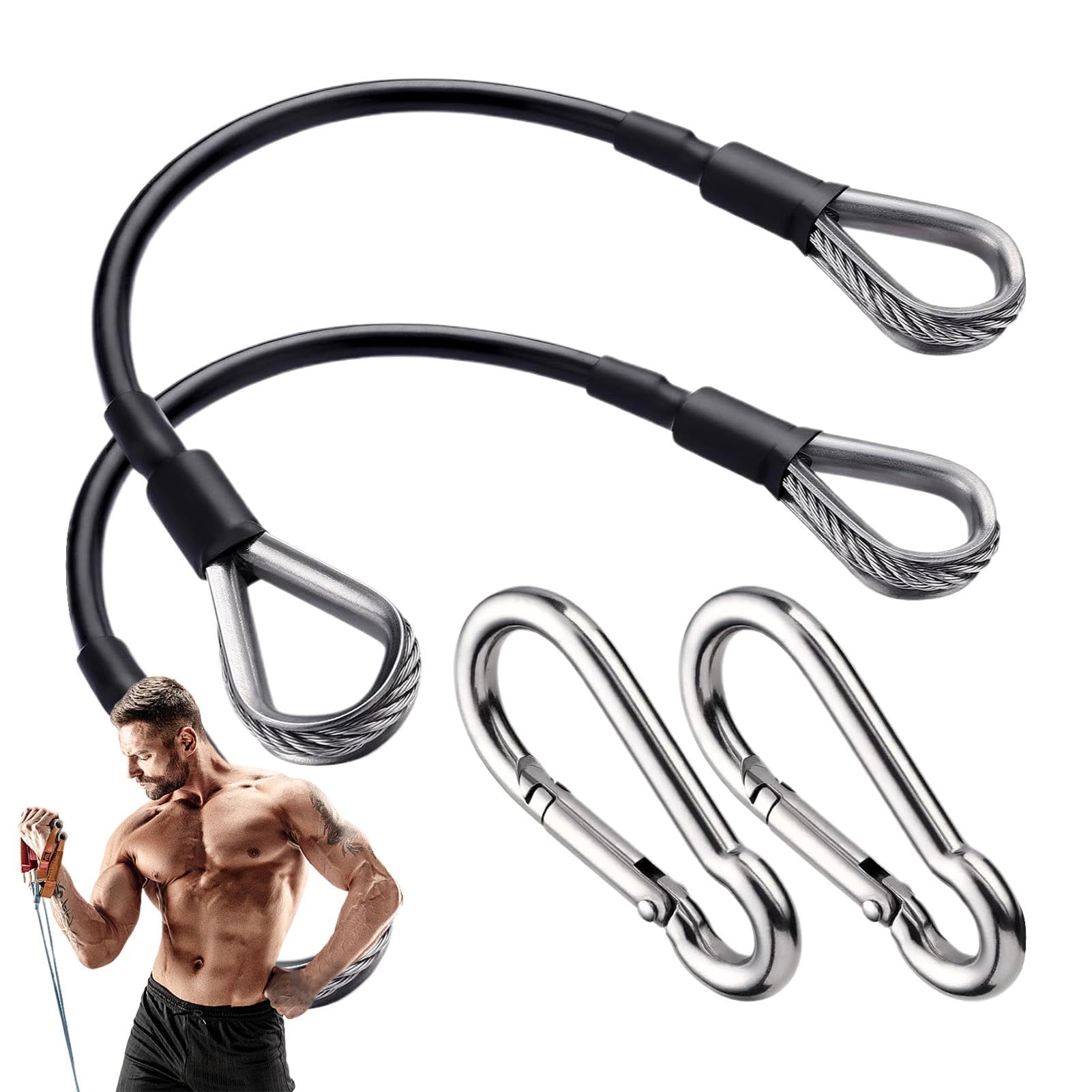 Prolunghe Per Cavi Da Palestra 25,4 Cm Con Moschettoni - 2 Pezzi, Acciaio Inox, Per Cable Machine