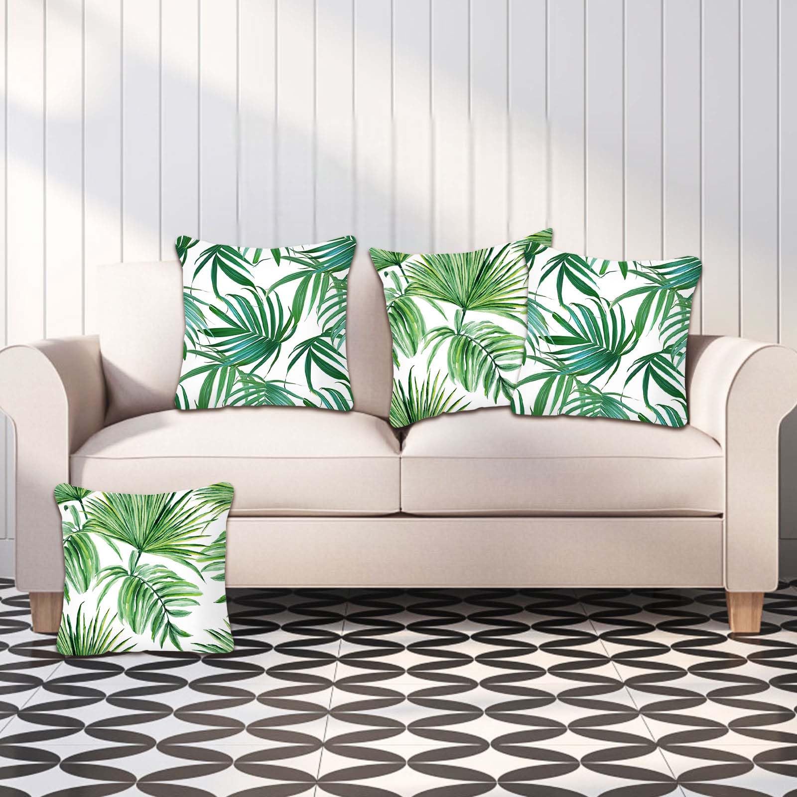 Betadistor Pillow Protectors 4 Pack 18x18 Inches Tropical leaves Decorative Throw Pillow Case for Home Office Sofa Bedroom Car Garden Double Sided Printing - Image 3