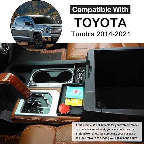 Miniatura 9 de Aunginsy Caja de almacenamiento para palanca de cambios lateral de consola central, compatible con Toyota Tundra 2014-2021, caja de almacenamiento