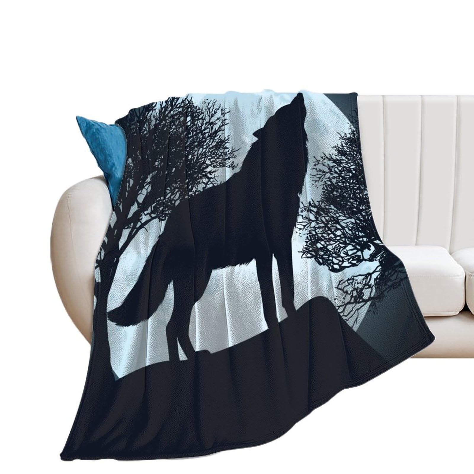 Couverture Polaire Le Loup Hurle contre le Froid Hivernal avec Flanelle Chaude