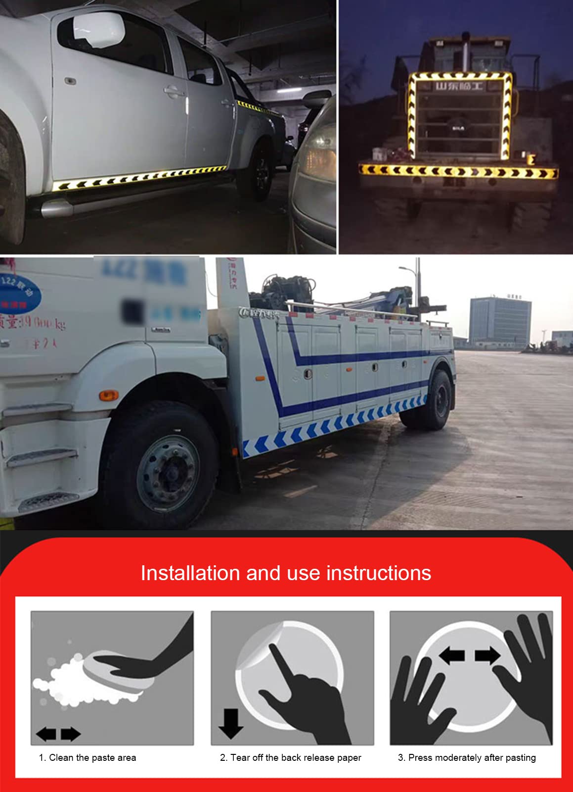 Adhesivos reflectantes, bandas de señal de segurid Cinta Reflectante Cinta de Marcado de Seguridad Cinta de Carretera, Cinta Reflectante de Advertencia de Peligro de 2"X 33 pies, Cinta de Visibilidad