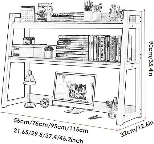 Miniatura 6 de KAnduo Estantería de escritorio de 2 niveles para escritorio de computadora, organizador multiusos para encimera, estante de almacenamiento de