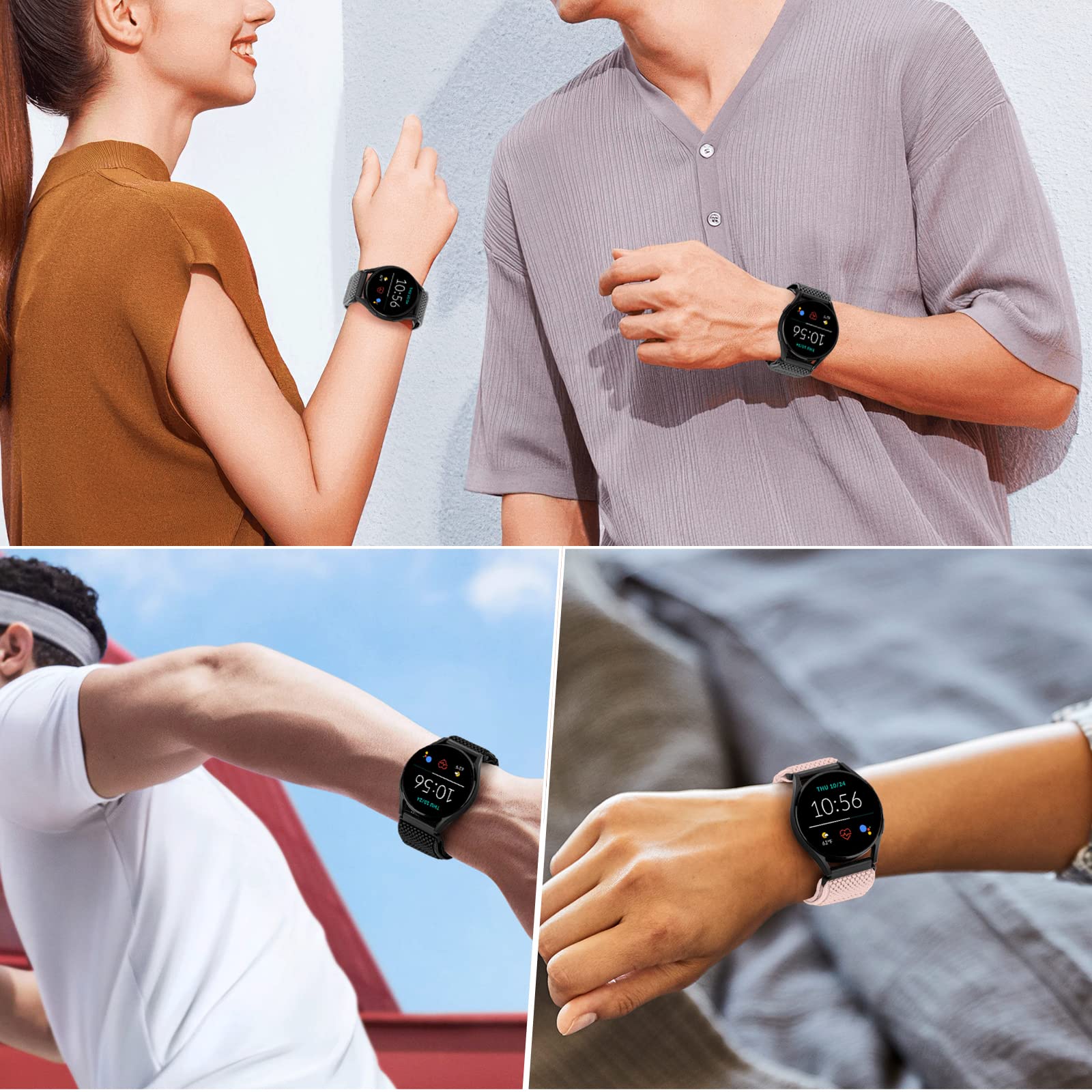 Correas de Reloj Compatibles 18mm 19mm 20mm 22mm 24mm, Pulsera de Repuesto de Liberación Rápida, Nailon Elástico Solo Loop