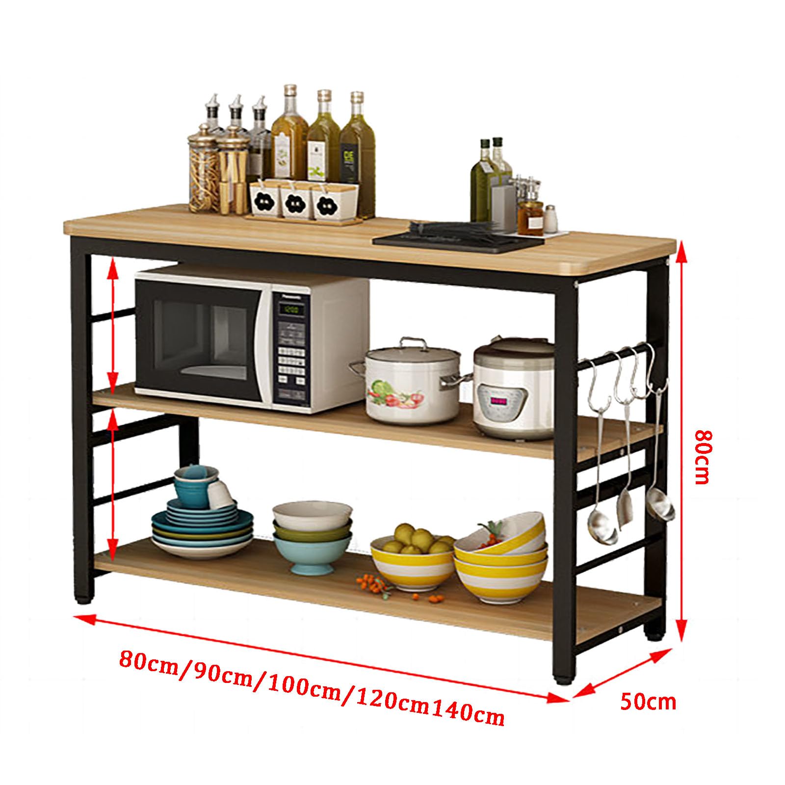 Carrello 3 Ripiani Per Cucina O Salone - In MDF E Metallo, Con Ganci. Design Industriale, Multifunzione! - Foto 6