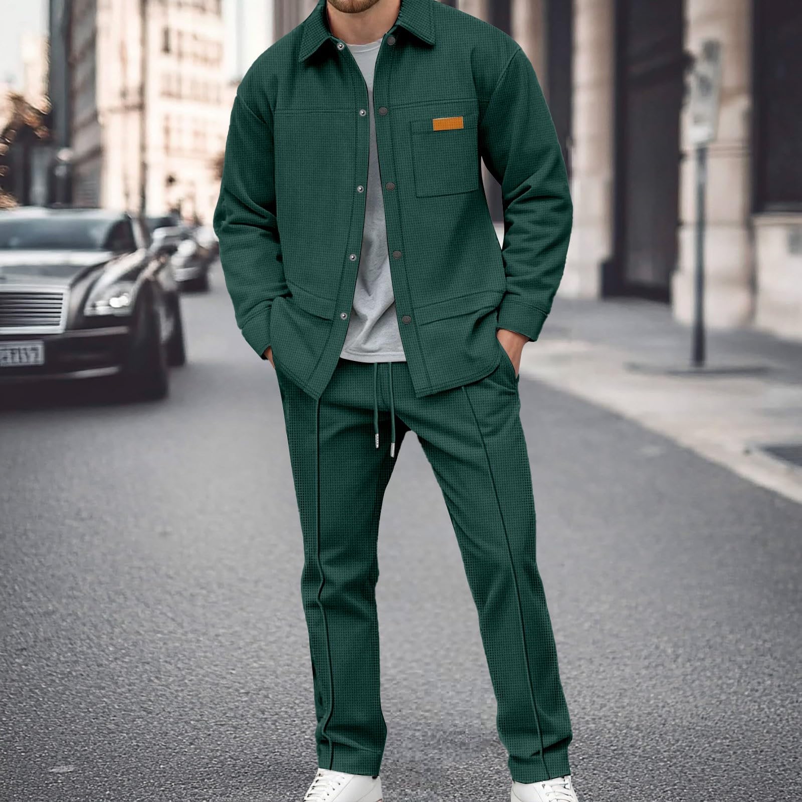Générique Tuta da jogging da uomo, con cappuccio, pantaloni sportivi in pile, in cotone, maniche lunghe, casual, corsa, 2 pezzi, allenamento caldo, comodo, casual, casual, tempo libero A23