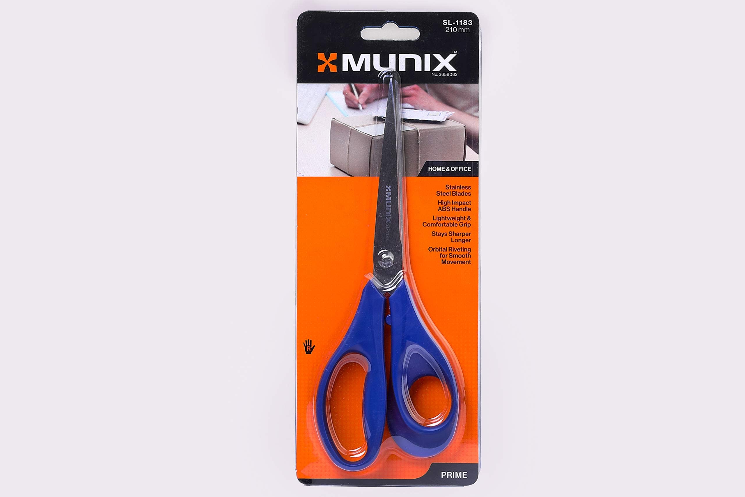 SL-1183 210 mm / 8.2" Stainless Steel Scissors | Pointed Tip with Shock Proof Body | Ergonomic & Comfortable Handles | Lightweight Multipurpose Scissor | Dark Blue, Pack of 1 - Color May Vary