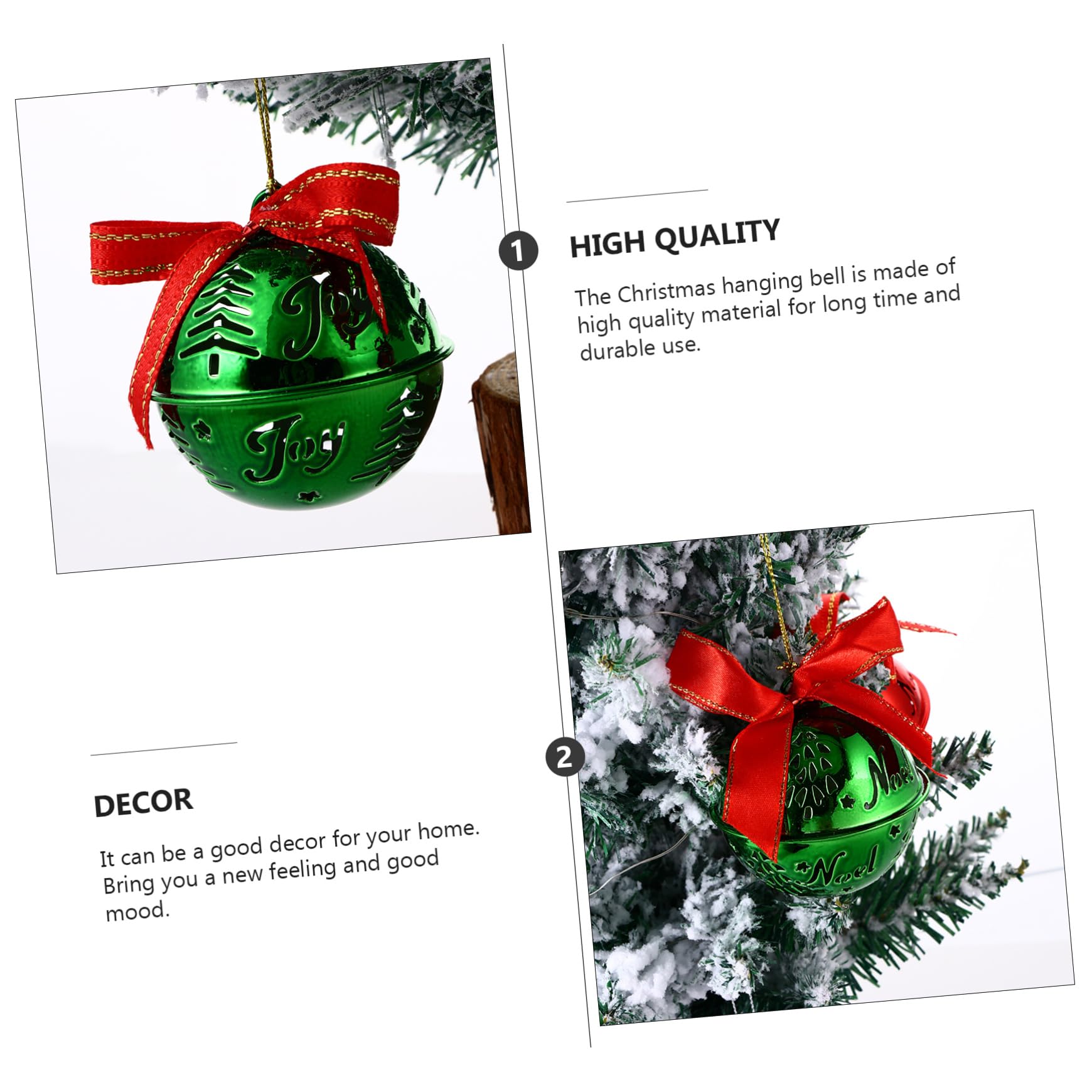 12 Pezzi Campanelle di Natale in Ferro Verde Decorazioni Appese per Albero e Casa Addobbi Natalizi Resistenti per Hotel Ufficio e Salotto