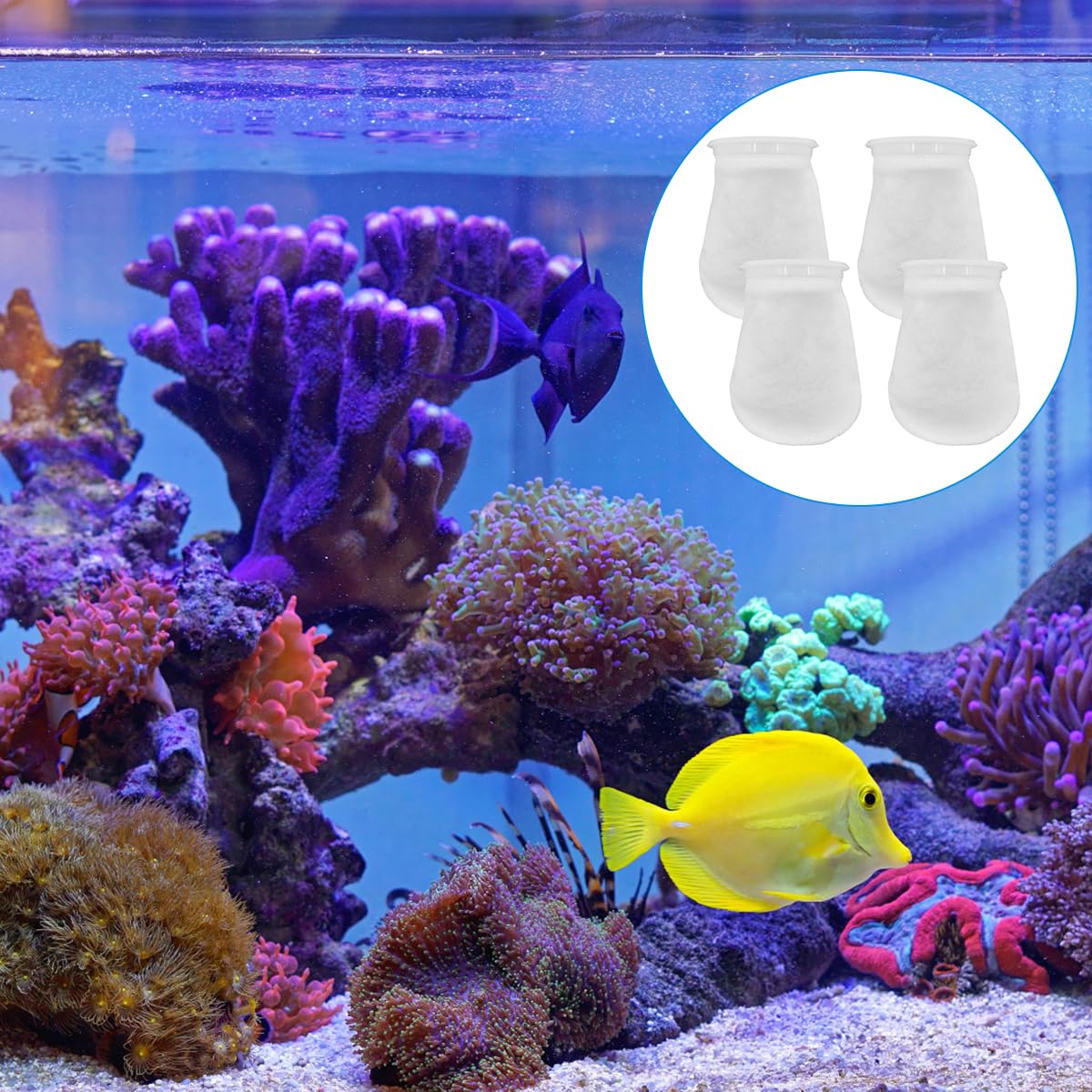Lot de 6 paires de chaussettes filtrantes en feutre pour aquarium d'eau douce et salée - 200 microns - Pour aquariums d'eau douce et salée - Utilisation dans les étangs - Anneau de 10,2 cm par 17,8 cm