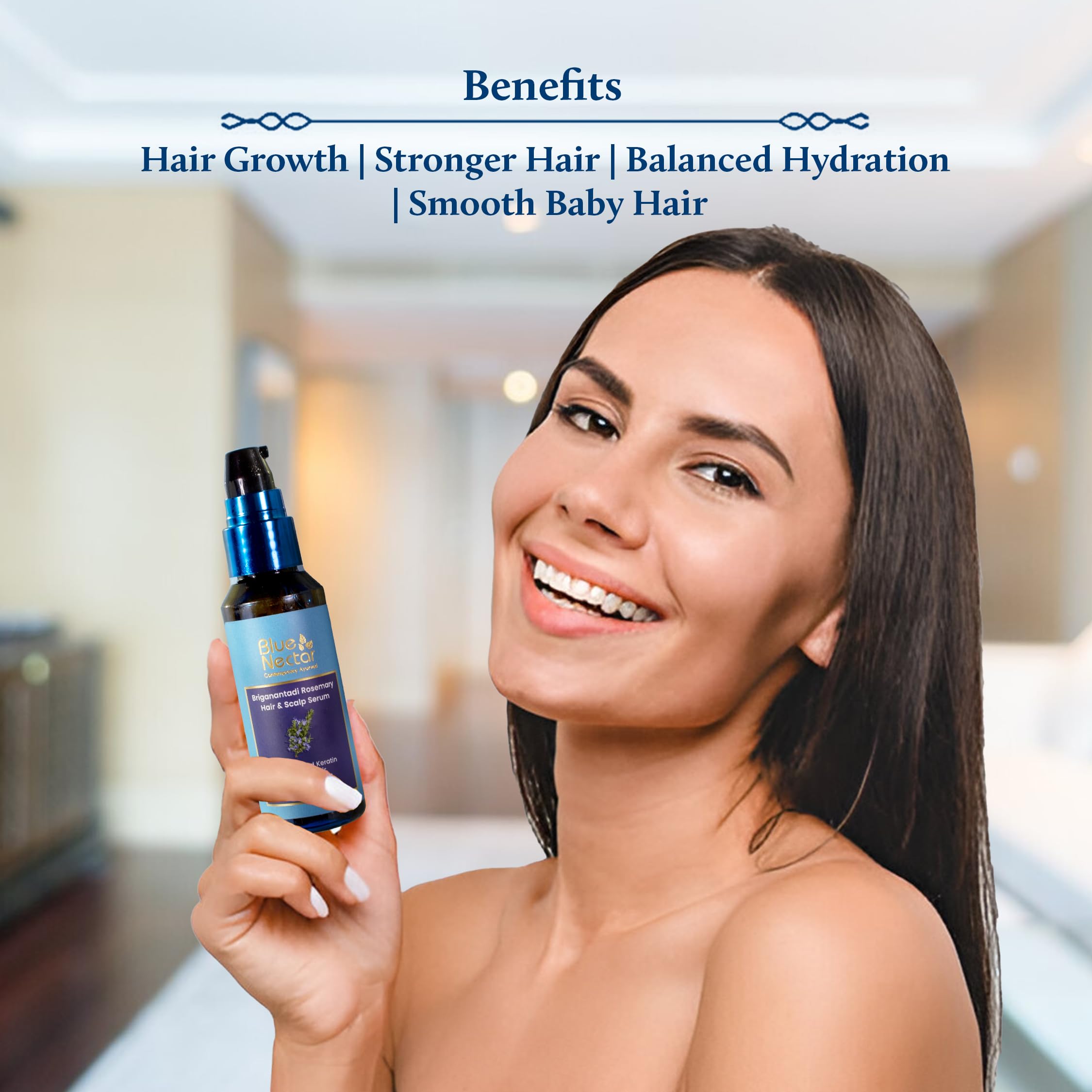 Blue Nectar Rosemary Hair Growth Serum for All Hair Types (17 Herbs, 50ml), 50 ml (Pack of 1) - Image 3