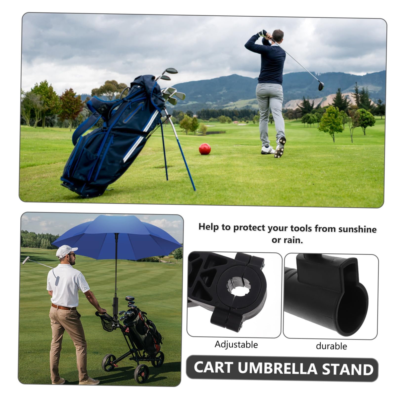 VANZACK Regenschirmhalter für Golf Universeller Schirmclip Stabile Fußklemme Geeignet für Kinderwagen Campingstuhl Leicht und Tragbar