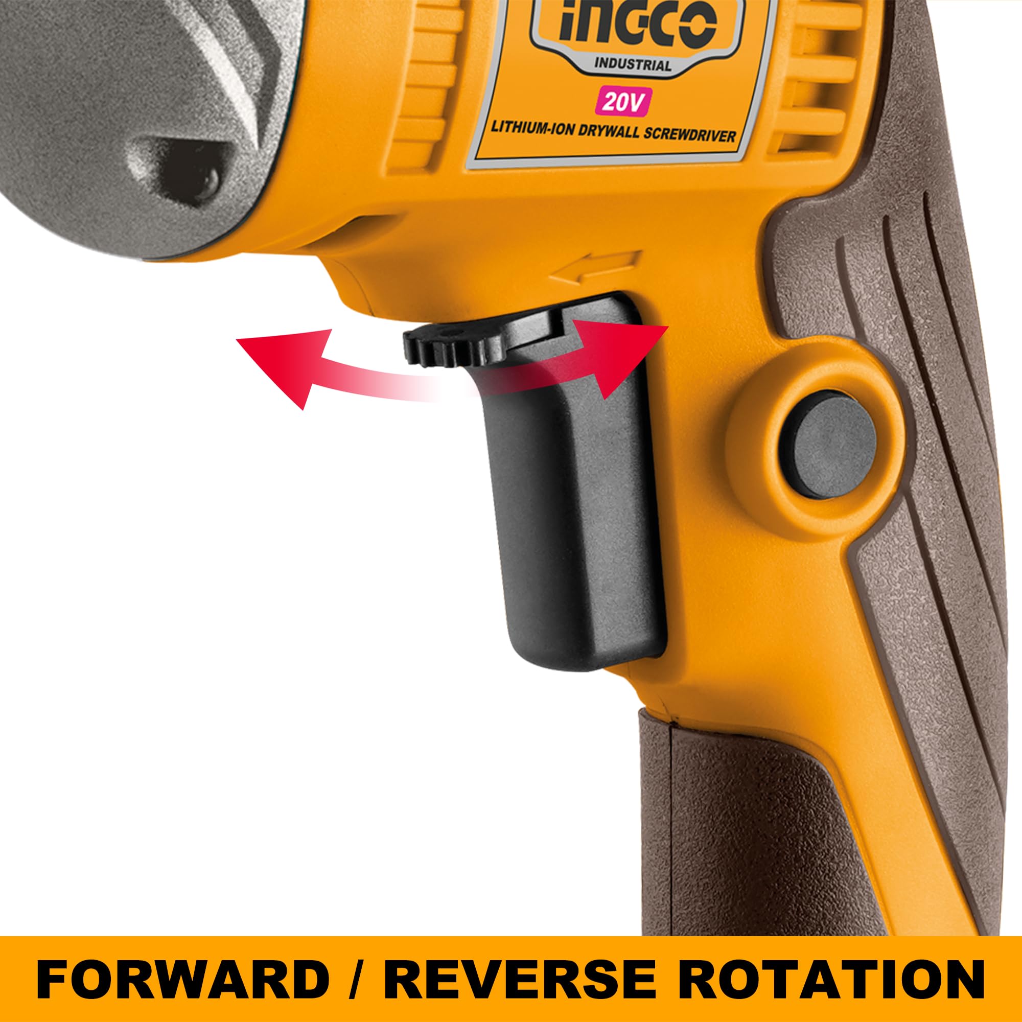 INGCO Professional Cordless Drywall Screwdriver, 4200 RPM, 30 Nm, Depth Adjustment 5