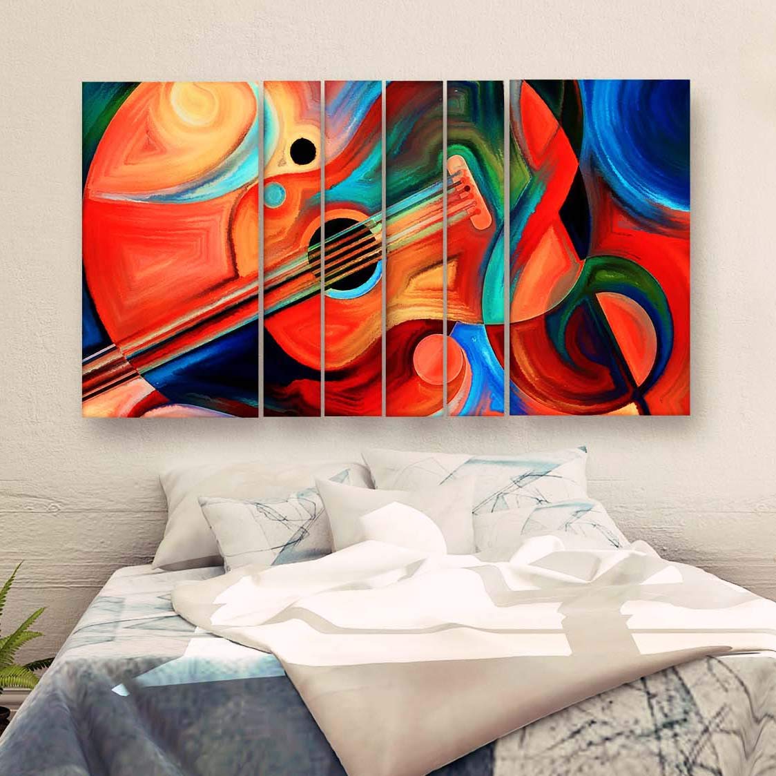 Casperme Multiple Frames Guitar Painting For Living Room, Canvas Painting For Home & Wall Decoration, Abstract Painting For Bedroom Office & Hotel Decoration (60 x 36 Inches)