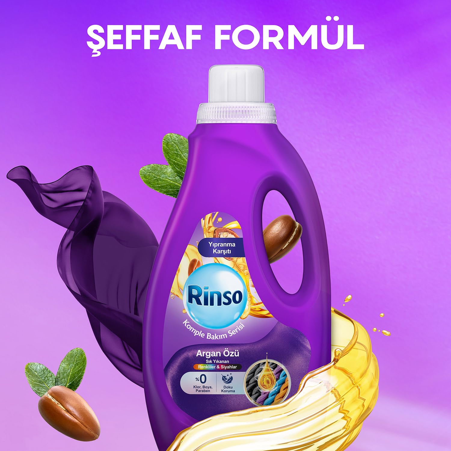 Rinso Sıvı Çamaşır Deterjanı Komple Bakım Serisi Argan Özü Renkliler ve Siyahlar İçin 2.5 L
