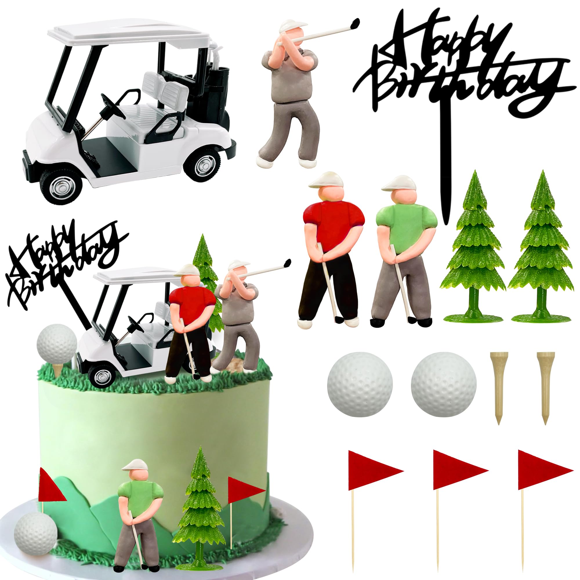 Golf Party Decoration Golf Theme Party Golf Birthday Decoration Supplies with Clay Golf Statue Golf Cart Decoration Golf Cake Decoration Golf Party