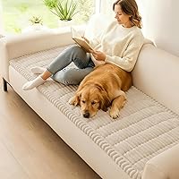 Vista 2 de hyha Funda para sofá de perros, lavable, antideslizante, mullida y apta para mascotas para sofá de 3 cojines, funda gruesa y suave, protector