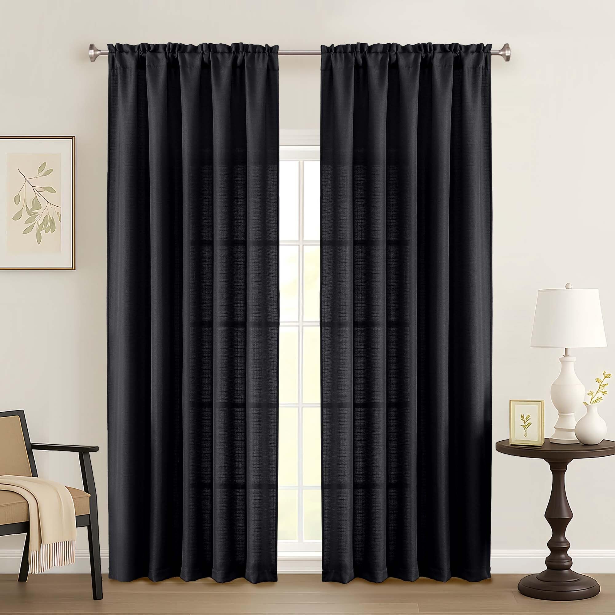 Photo 1 of ***WHITE***
Ebesto White Faux Linen Curtains 90 Inches Long 2 Panels Set, Farmhouse Rustic Light Filtering Soft Thick Textured Curtains for Bedroom Dual Rod Pocket Drapes for Living Room, 2x50Wx90L Inches