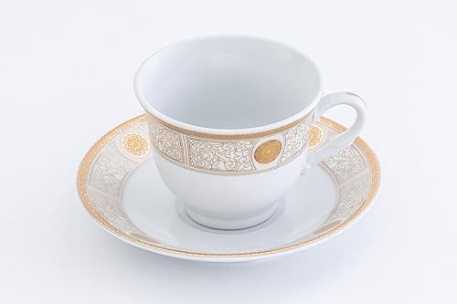Miniatura 2 de Royalty - Juego de tazas de porcelana Dilagio de 12 piezas, 6 tazas Demitasse con 6 platillos, lujoso juego de tazas de café turco y espresso de