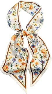 Hioyiwse Satin Head Scarf for Women - Long Skinny 59" Silky Hair Neck Purse Bag Accessory, Versatile Fashion Scarves