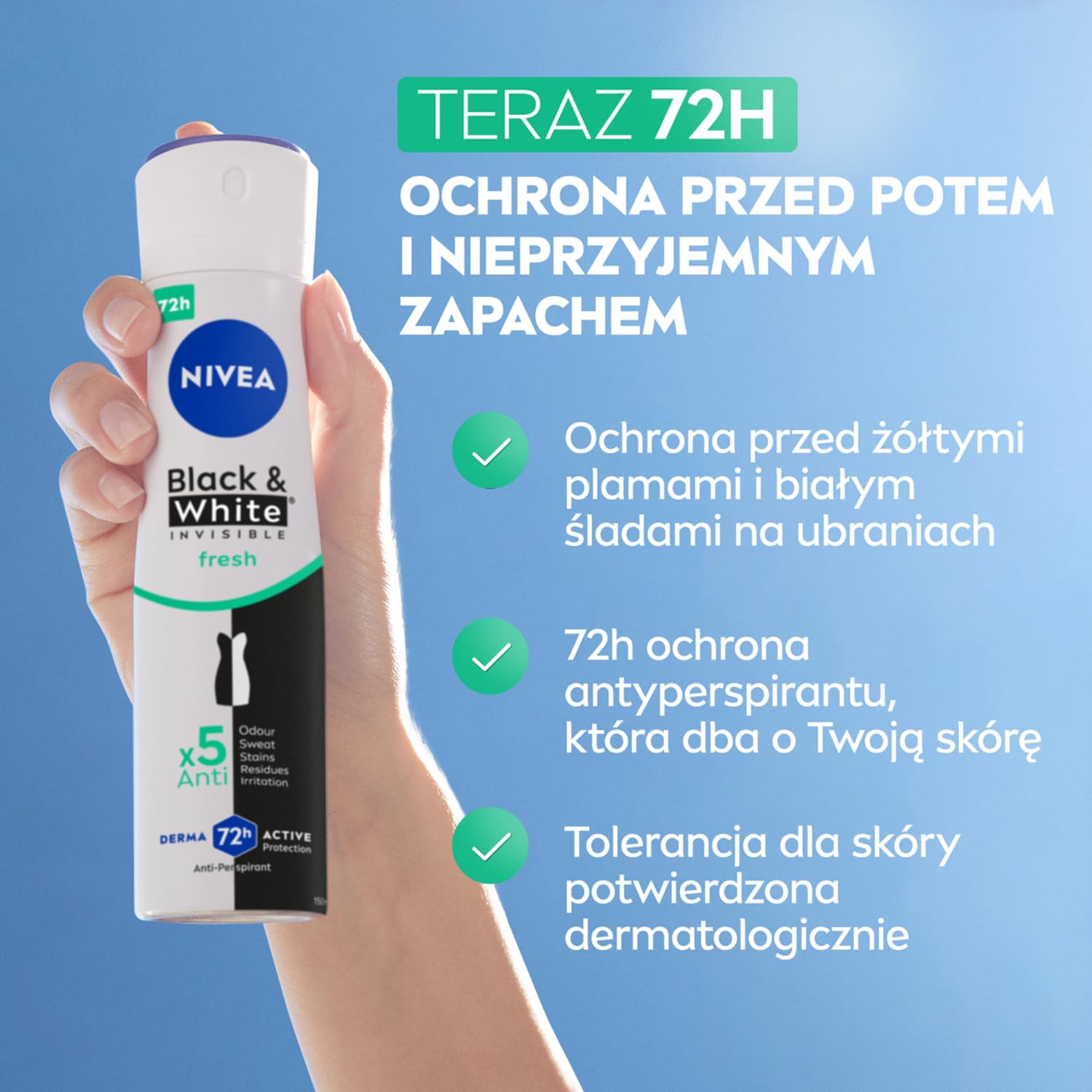 NIVEA Black & White Fresh Antyperspirant spray, 150 ml