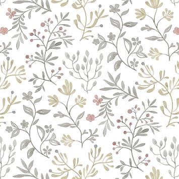Orainege Peel and Stick Wallpaper Vintage Floral Wallpaper 16.9in x 196.8in Boho Contact Paper Self Adhesive Removable Wallpaper for Walls Cabinets Decor,Grey