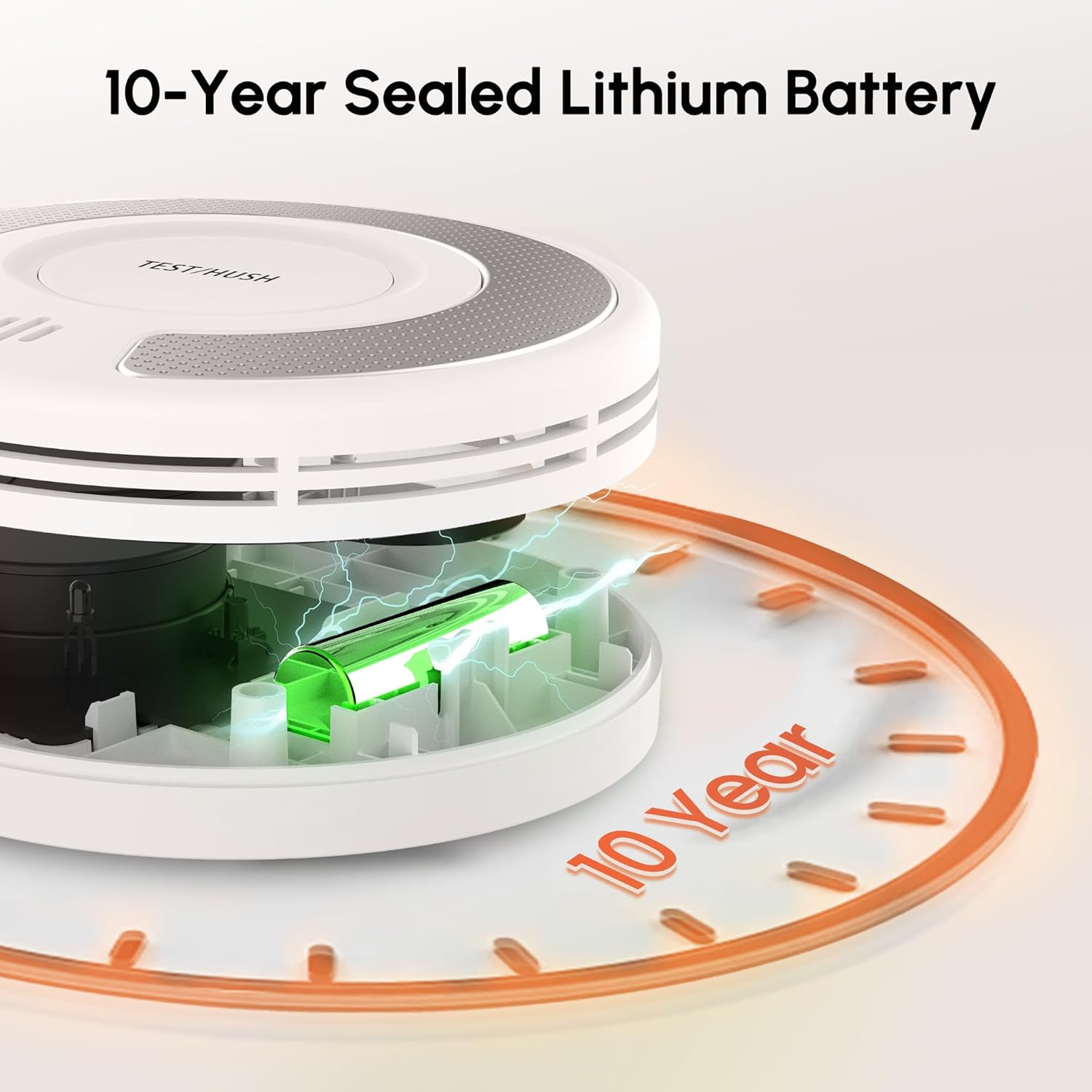 Smoke Detector Carbon Monoxide Detector Combo, 10-Year Battery Smoke Alarm CO Detector with Large Test/Silence Button, Adhesive or Screw Installation, 2-Pack