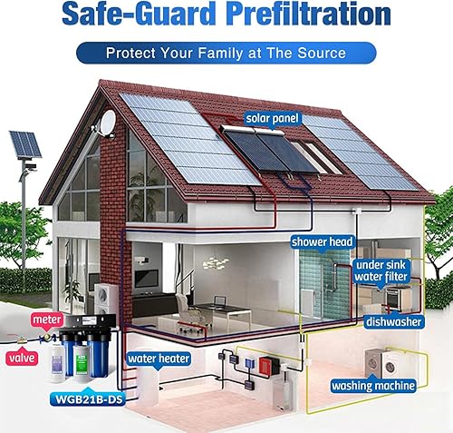 Miniatura 7 de iSpring WGB21B-DS - Sistema de filtración de agua de 2 etapas para toda la casa, con filtro CTO de sedimentos de 10 x 4.5 pulgadas (cloro, sabor y