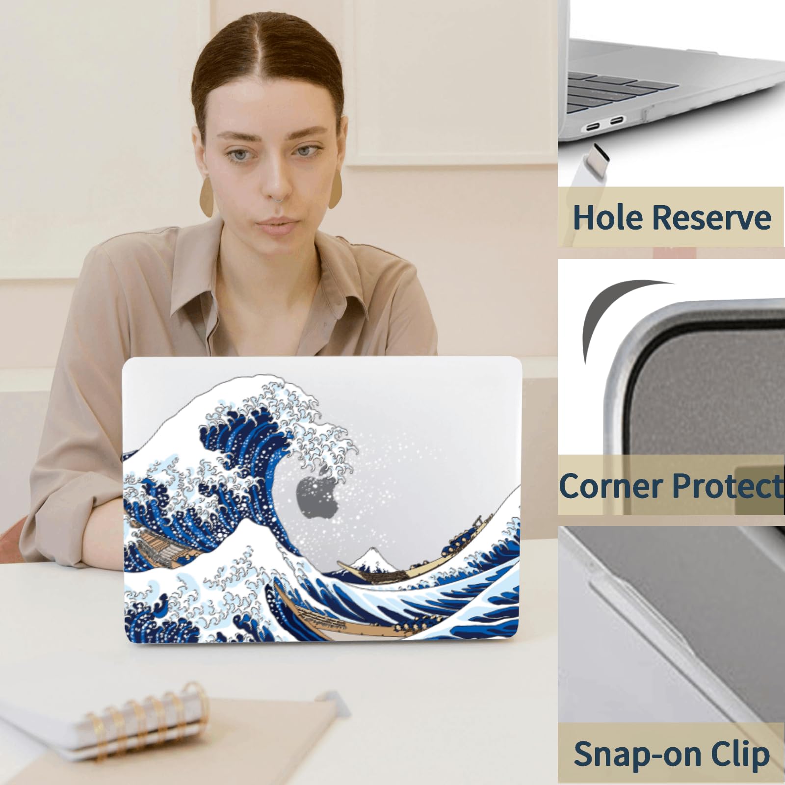 Custodia Copertina Compatibile con MacBook Pro 16, Rivestimento Gommato Plastica Cover Rigida Duro Caso Compatibile con MacBook Pro 16" 2019 (A2141),Onda Del Mare