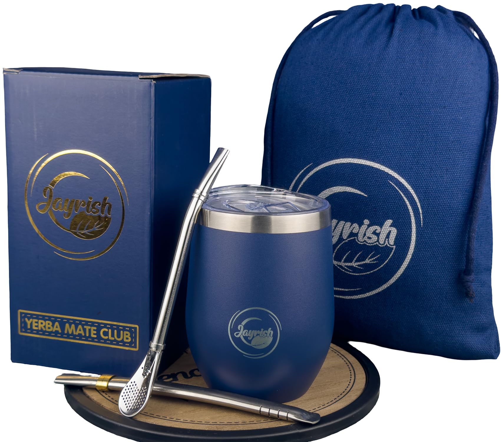 Kit Maté - Calebasse, 2 Bombillas, Tasse 355 ml en Acier Inoxydable 304, Brosse, Sac de Transport - Coffret Yerba Maté pour Expérience Sud-Américaine Authentique