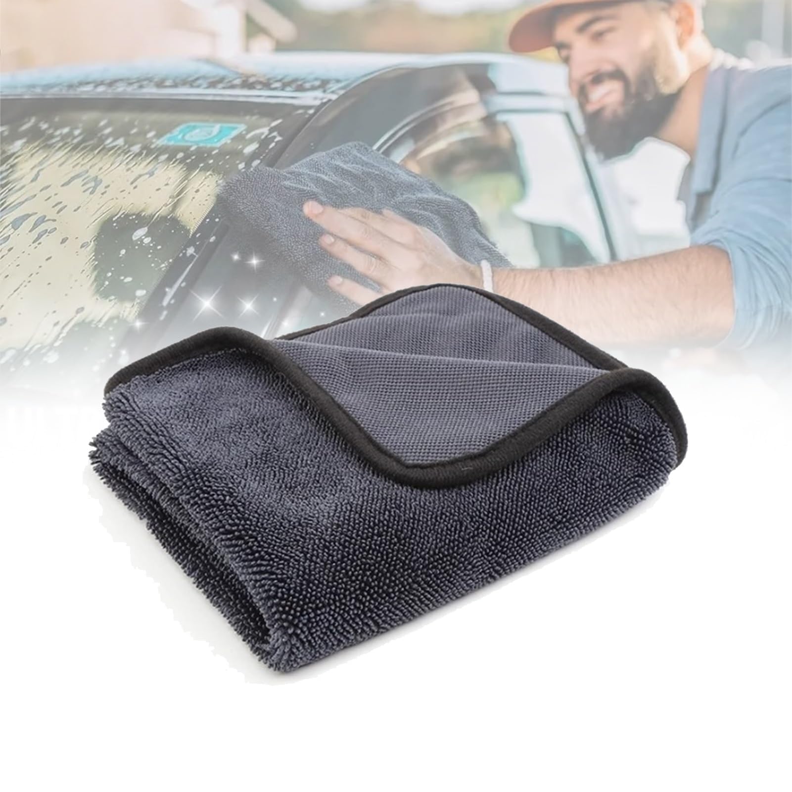 Ultra-saugfähiges Auto-Detailing-Handtuch – 8-fache Wasserkapazität, streifenfreie Glasreinigung, 600 g/m² Waffelgewebe – 61 x 160 cm, Großformat(5pcs)
