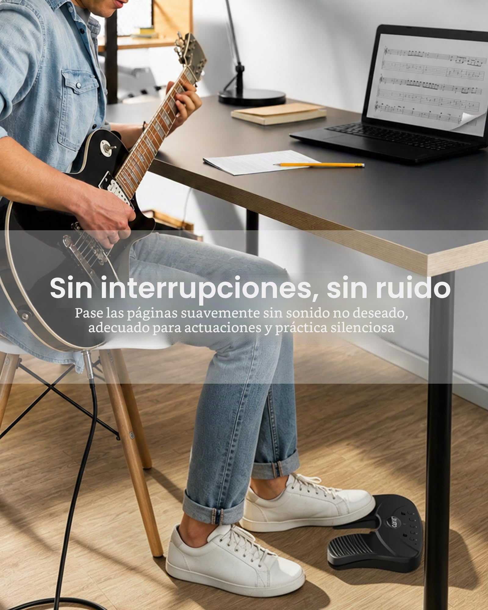 LEKATO Bluetooth Page Turning Pedal, Pedal de giro de página Bluetooth, volteador de página de música recargable, controlador de pie para iPad, tableta y teléfono inteligente