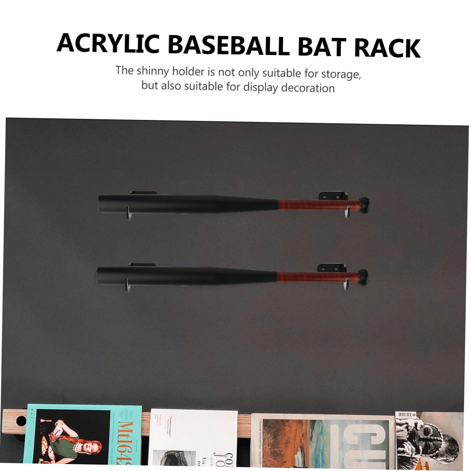 balacoo Sturdy Wall-mounted Bat Racks Acrylic Baseball Softball Hockey Tennis Golf Bat Display Stands