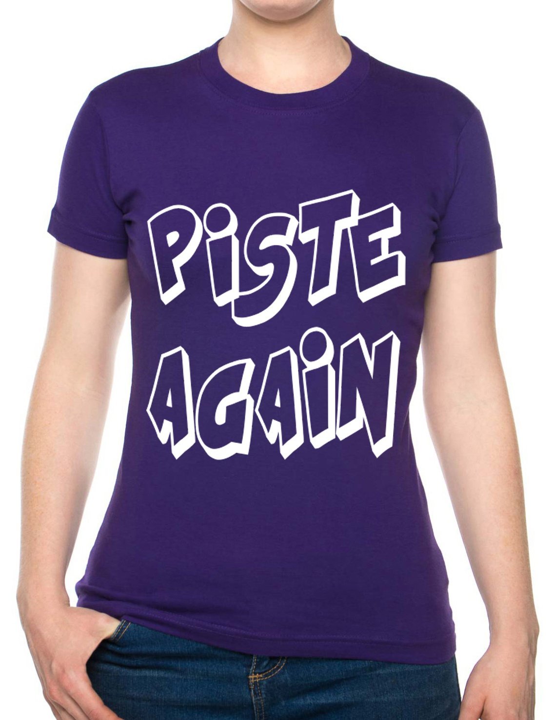 Print4U Piste Again Ladies T-Shirt Unisex Fit XXL Purple