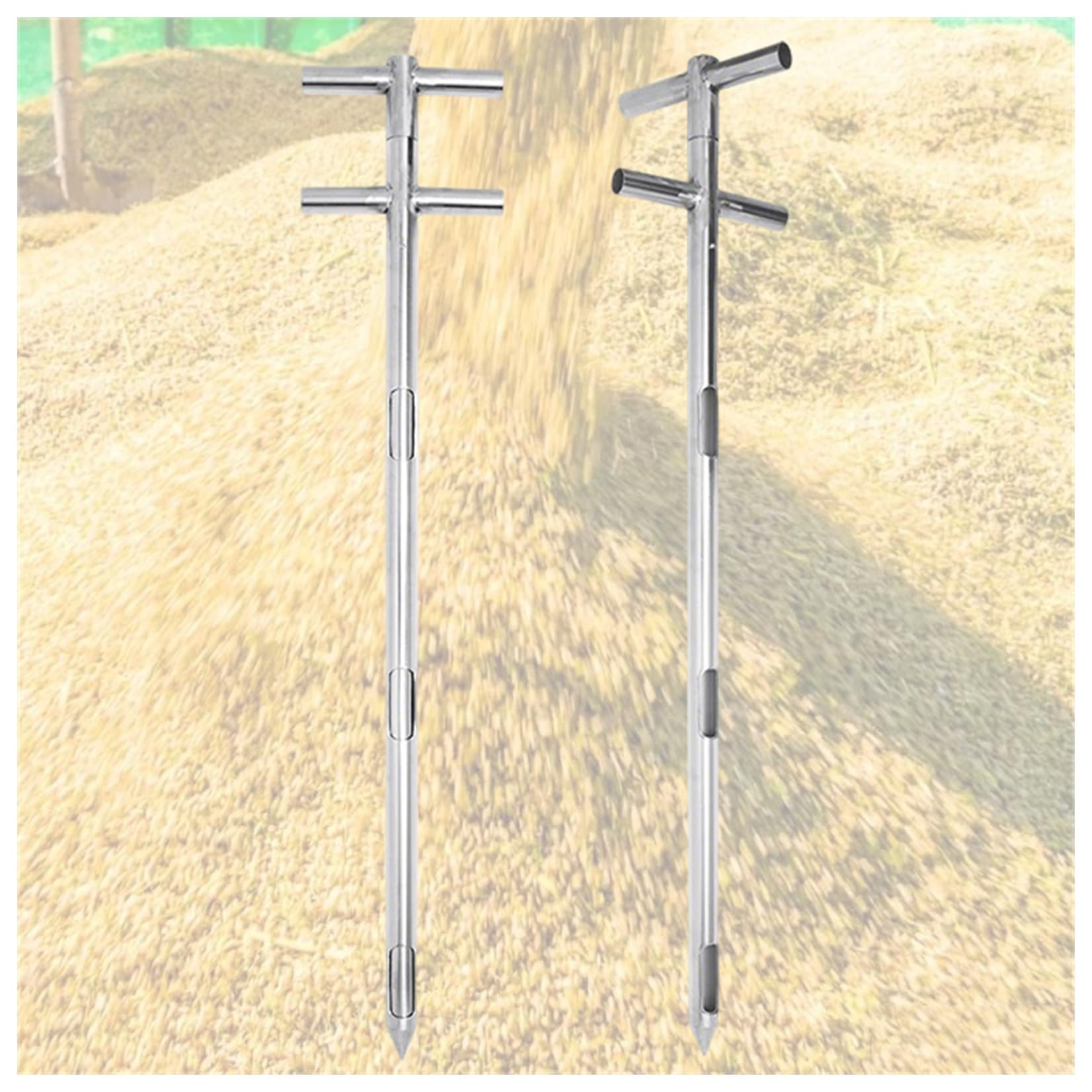 Muestreador De Granos Y Polvo De 1/1,2/1,5 M, Muestreador De Sonda De Grano De Tres Zonas De Acero Inoxidable Con Doble Tubo Giratorio, Para Polvo Y Gránulos Industriales, Fertilizantes(D32mmx1.5m)