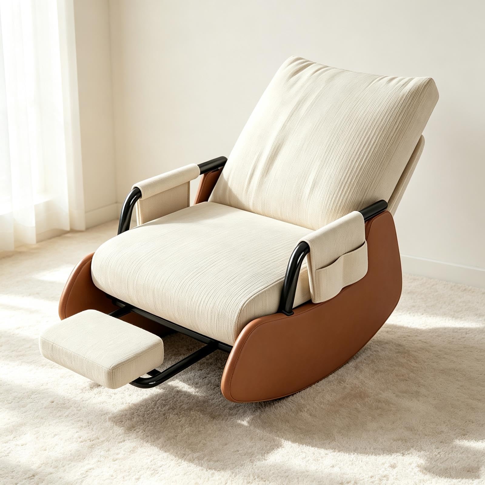 Fauteuil à Bascule inclinable avec Repose-Pieds, Fauteuil de Salon