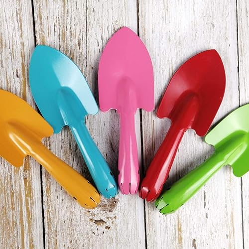 Miniatura 4 de Palas de mano de jardín de metal con paleta colorida, 10 herramientas de jardín para niños, adolescentes, adultos, plantación de suelo, caja de arena