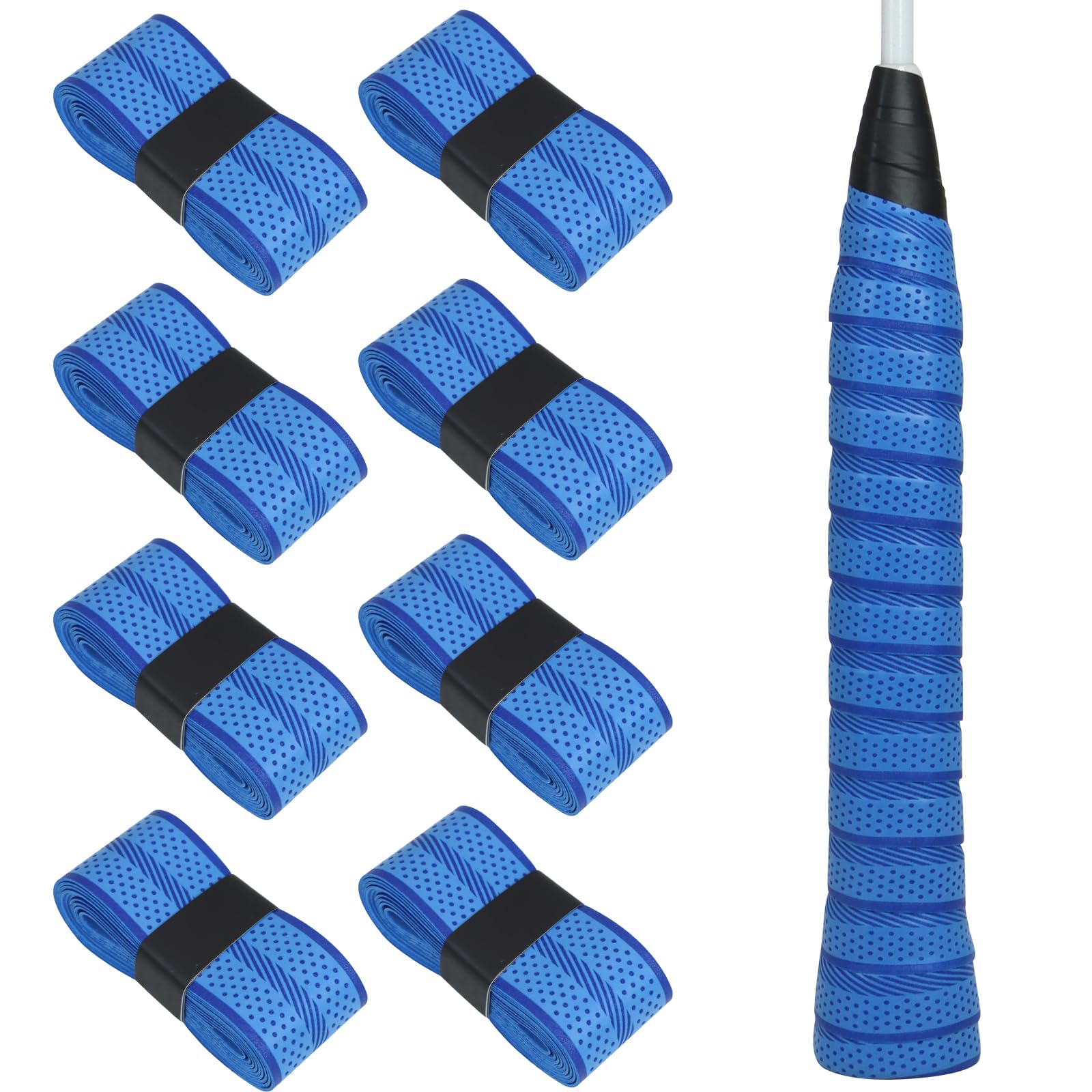 Bcautay 8 Stück Griffband Tennisschläger, Rutschfestes Griffband Badmintonschläger für TennisschläGer Badminton SchläGer Golfstange Squash Schläger (blau)