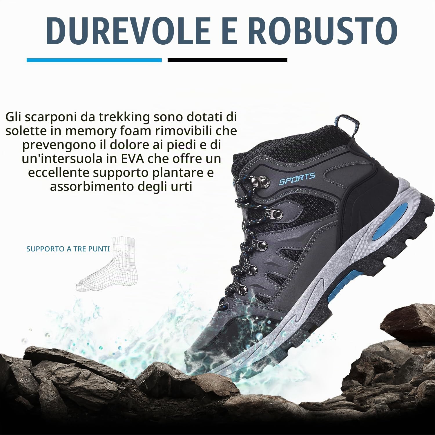Scarpe da Trekking Uomo Donna Arrampicata Sportive Impermeabili Traspiranti Passeggiate Stivali per Antiscivolo Sportive All'aperto Scarpe da Escursionismo A22Grigio 39EU