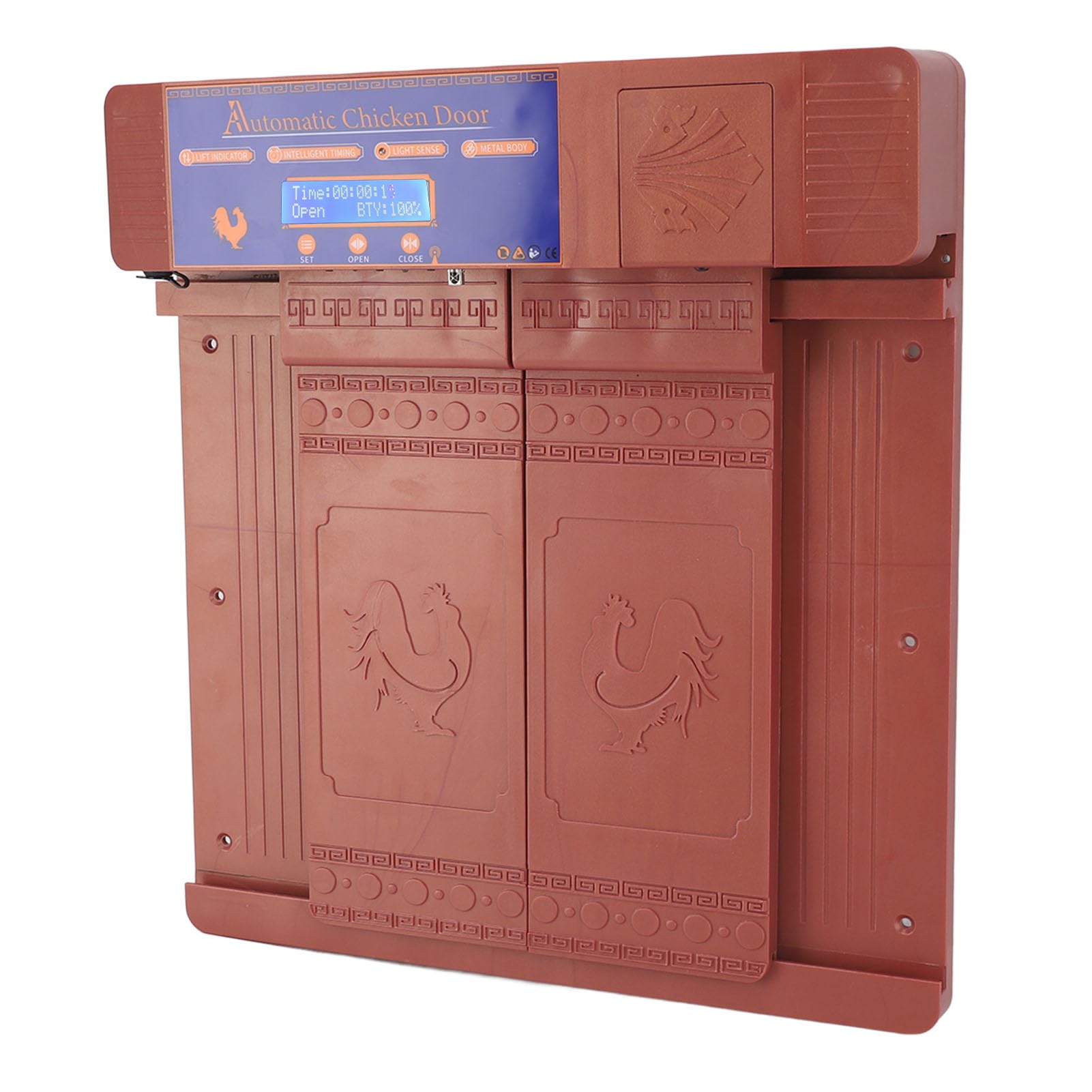 Porta automatica per pollaio, apriporta con telecomando wireless, sensore di luce e timer, dotato di di sicurezza anti-schiacciamento per polli, anatre e oche, porta per (Bronzo)