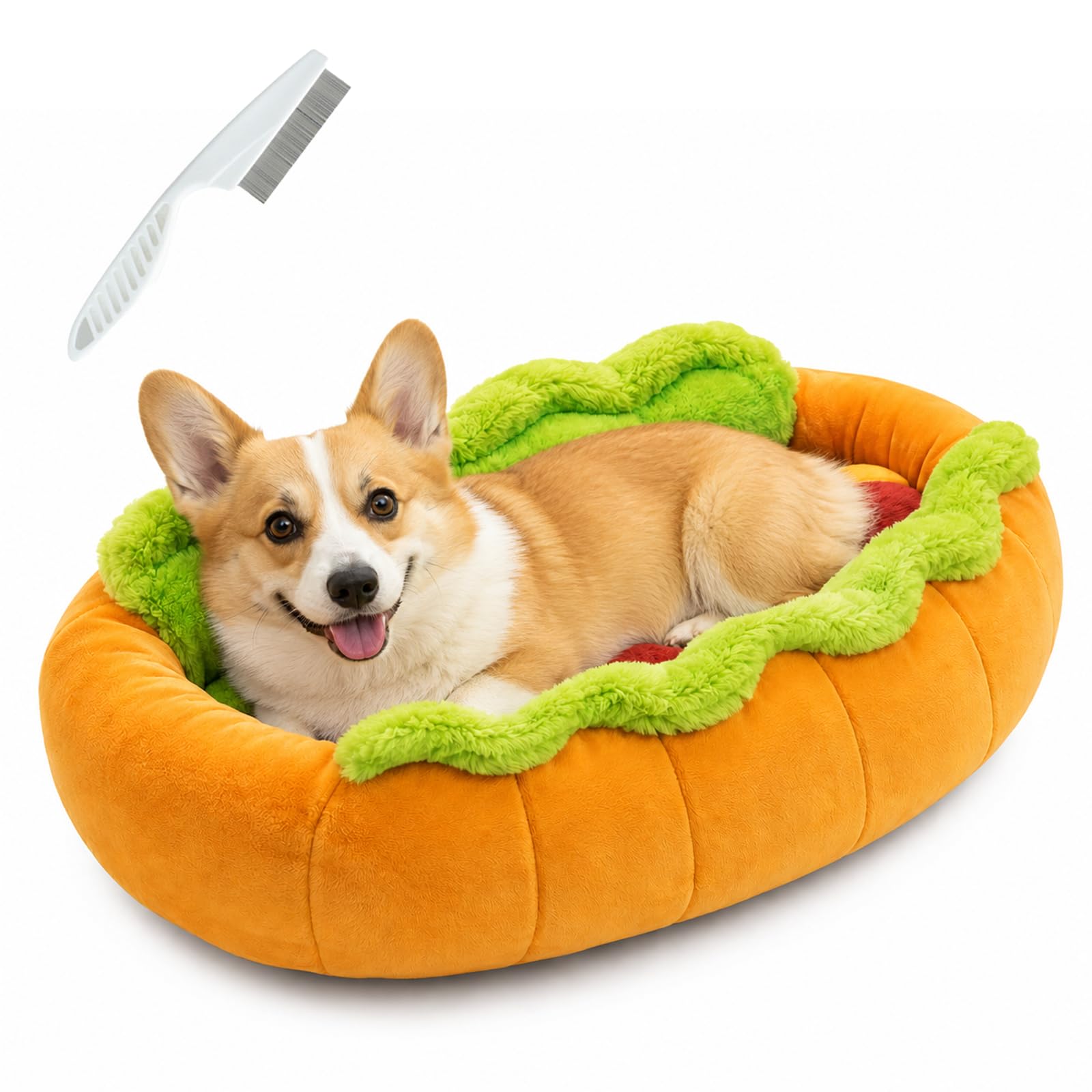 Pealeaf Cuccia Hot Dog Per Cani Piccoli E Gatti, Divanetto In Peluche Con Cuscino Lavabile Rimovibile, Letto Accogliente Per Casa Gabbia (80 * 70cm)