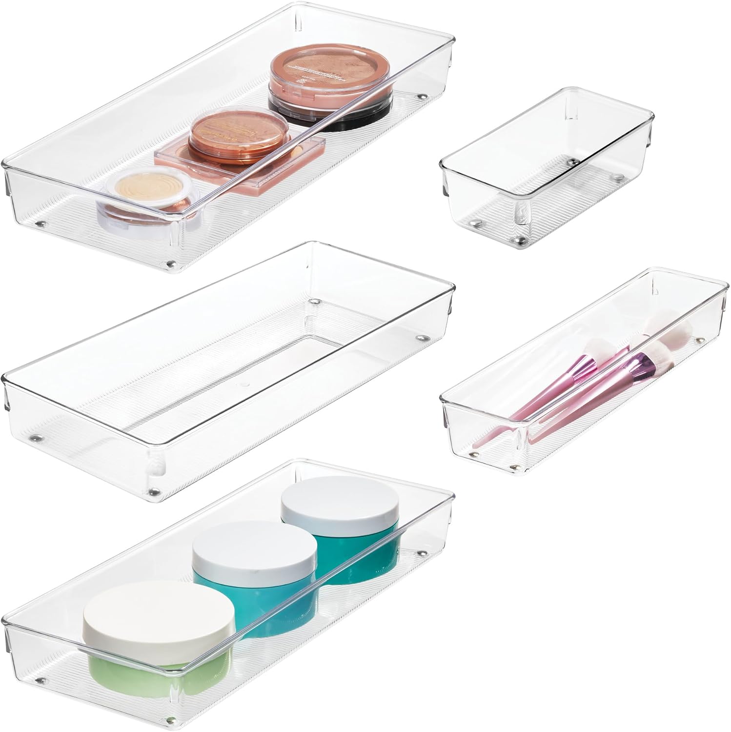 5-Piece Kitchen Drawer Organizer Set, Clear | For Kitchen, Counter Top, Pantry