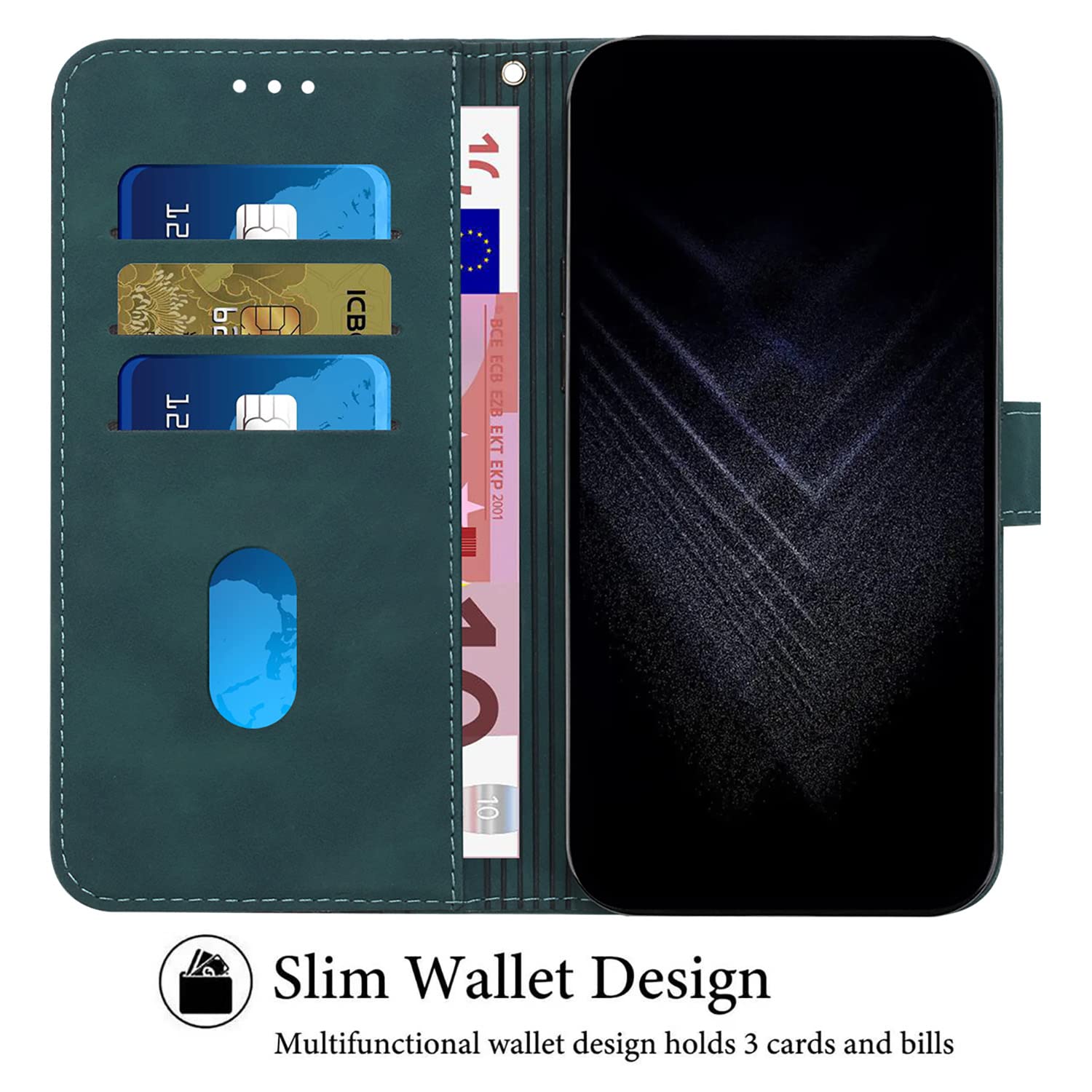 Case for Huawei P Smart Z/Y9 Prime 2019, Premium PU Leather Wallet Phone Case [Magnetic Clasp] Flip Case for Huawei P Smart Z/Y9 Prime 2019 (Green) - 5