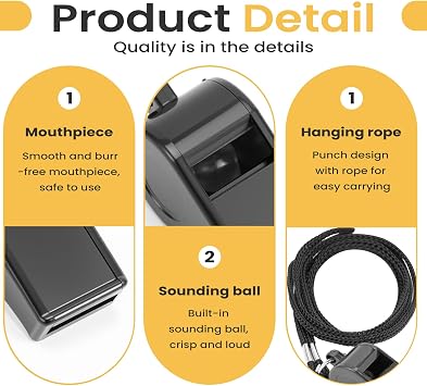 2 Sports Whistles with Lanyard, Loud Crisp Sound Whistle Ideal for Coaches, Referees, Officials,Outdoor Enthusiasts, and Family Emergencies.