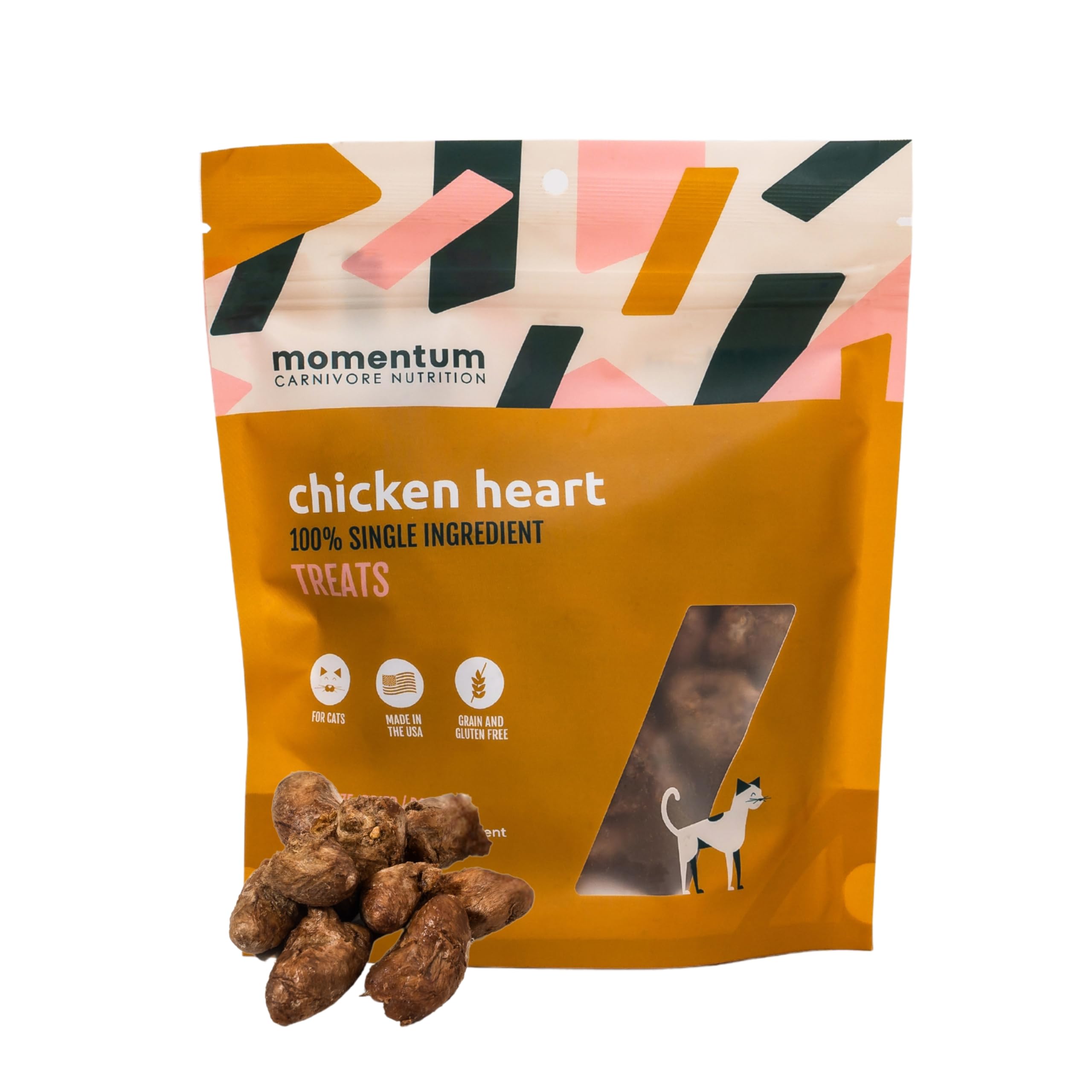 Momentum Carnivore Nutrition Freeze-Dried Chicken Heart Cat Treats – Single-Ingredient, High-Protein, All-Natural, Grain-Free, Naturally Nutrient-Rich
